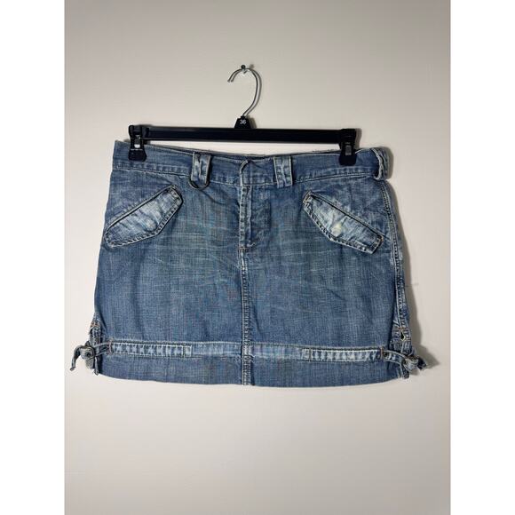 Vintage Y2K Express‎ Mini Denim Cargo Jean Skirt Grunge Skater 8 - Picture 1 of 8